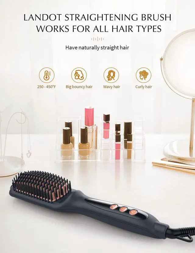 Alt view image 7 of 7 - Hair Straightener Brush Ceramic Ionic - Frizz-Free & Smooth Results