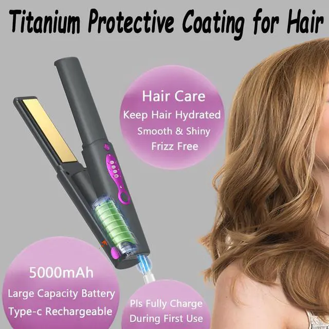Alt view image 2 of 7 - Cordless Hair Straighteners Curler 2 in 1,Fast Heating Cordless Flat Iron