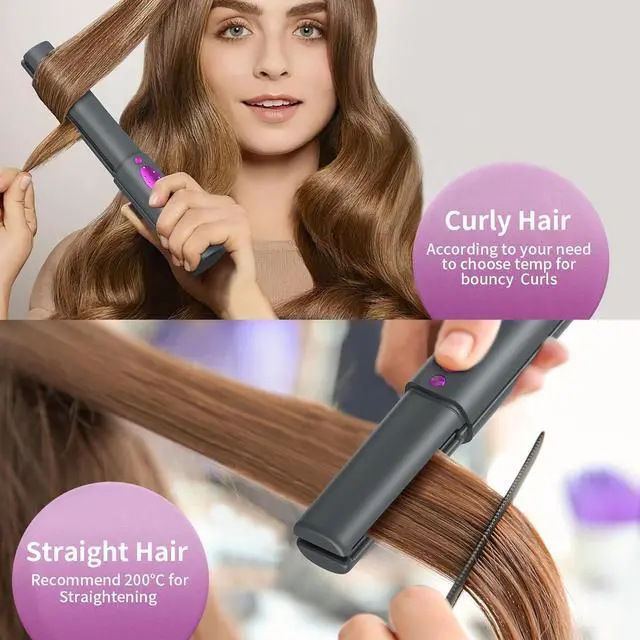 Alt view image 4 of 7 - Cordless Hair Straighteners Curler 2 in 1,Fast Heating Cordless Flat Iron