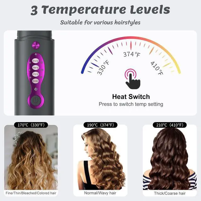 Alt view image 5 of 7 - Cordless Hair Straighteners Curler 2 in 1,Fast Heating Cordless Flat Iron