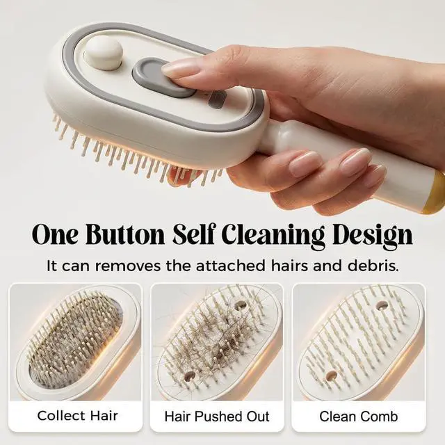 Alt view image 5 of 7 - Electric Steam Brush for Hair, 2026 New Rechargeable Hair Straightener Brush with Detangling Comb, Water Spray Hair Brush for Both Long & Short Hairs (Purple)