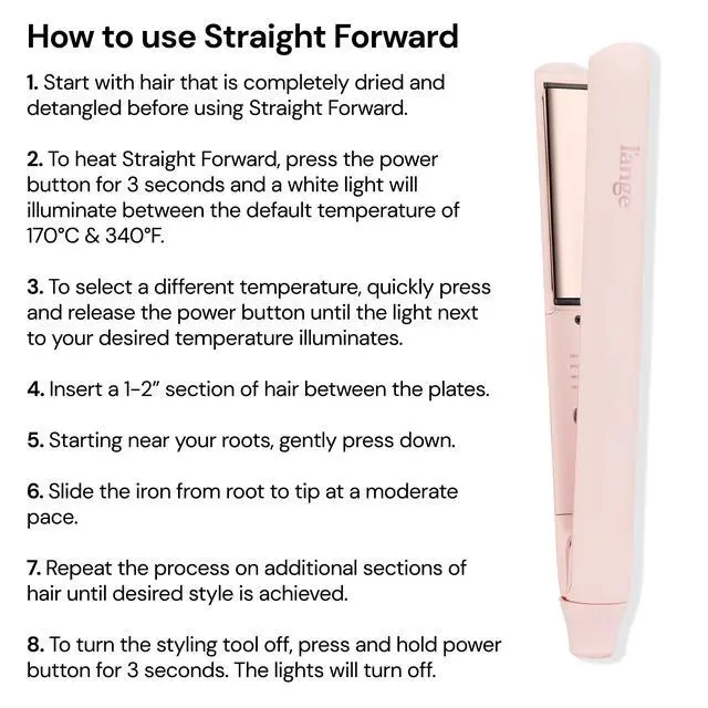 Alt view image 5 of 7 - Straight Forward Titanium Flat Iron | Professional 2-in-1 Hair Styling Iron | 1" Snag-Free Hair Straightener | Fast Heat-Up, Adjustable Temperature, Auto Shut-Off, Dual Voltage, Blush