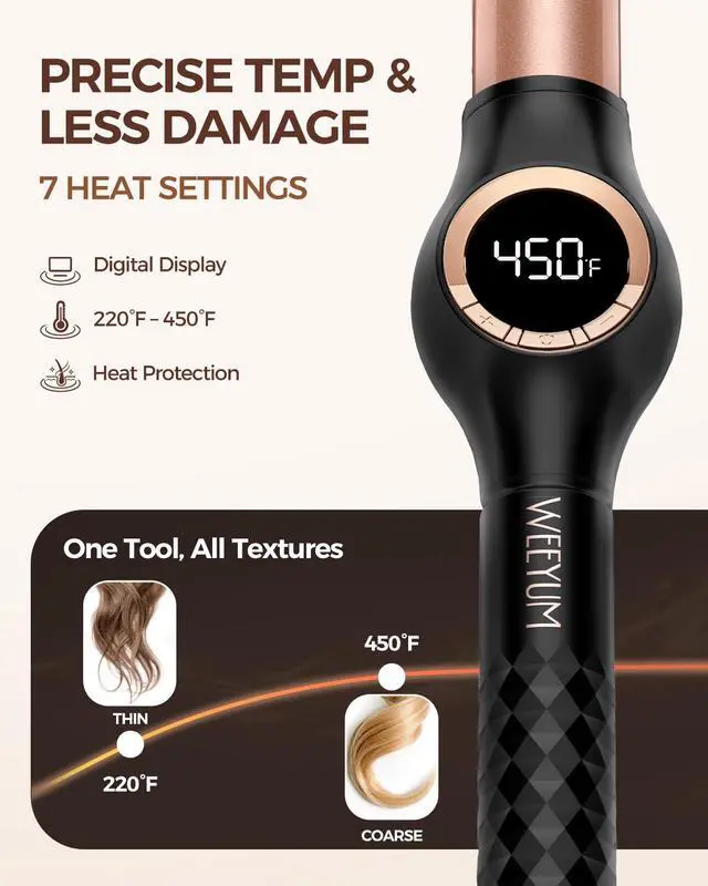 Alt view image 5 of 6 - 1 Inch Curling Wand Iron for Long Hair,Ceramic Extra Long Barrel No-Clamp