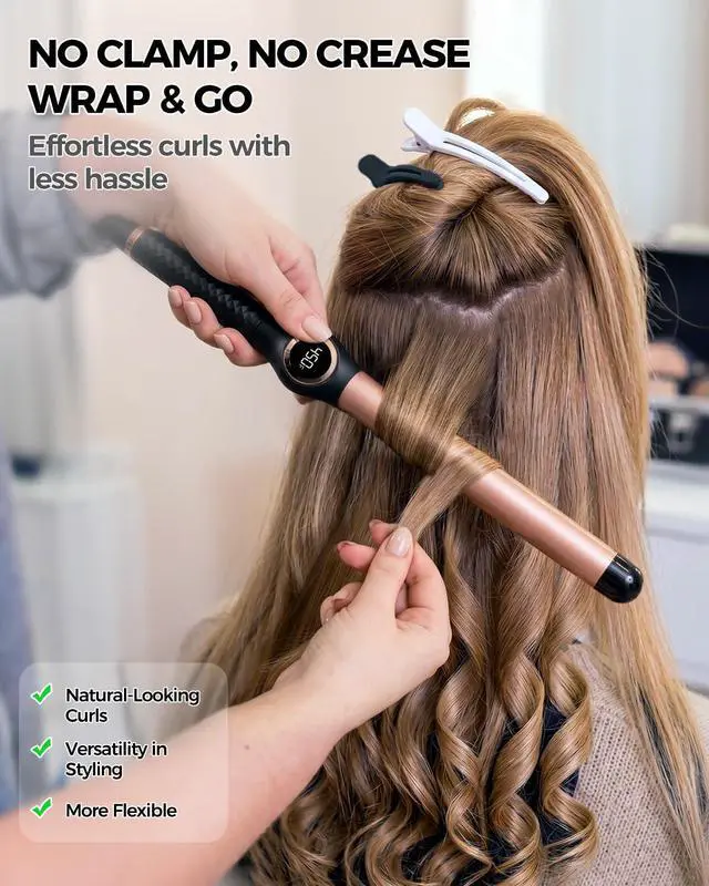 Alt view image 2 of 6 - 1 Inch Curling Wand Iron for Long Hair,Ceramic Extra Long Barrel No-Clamp