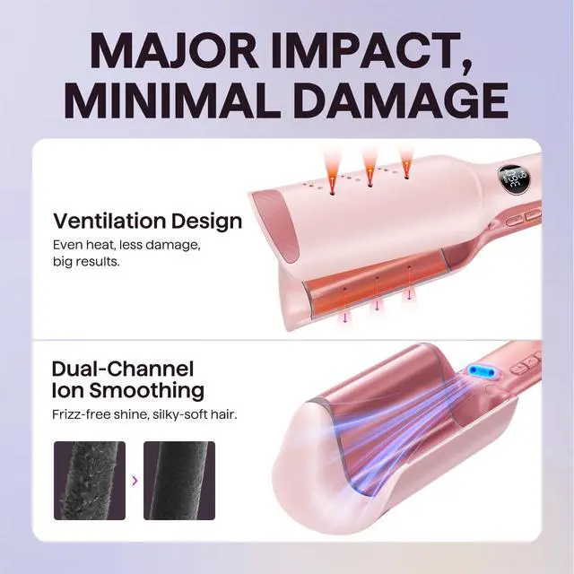 Alt view image 4 of 7 - Power Wave Hair Crimper, Ionic Hair Waver for Less Heat Damage