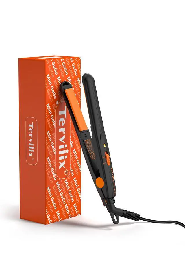 Main image of Mini Flat Iron, 1/2 Inch Hair Straightener for Men, Orange