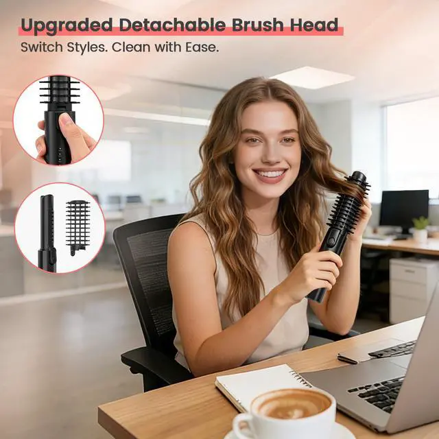 Alt view image 6 of 7 - Cordless Curling Iron Brush, 3-in-1 Portable Hair Curler for Travel, 7000mAh Rechargeable Hair Straightener Wand, Updated Mini Curling Iron Tool, Fast Heating with Safety Lock, Black