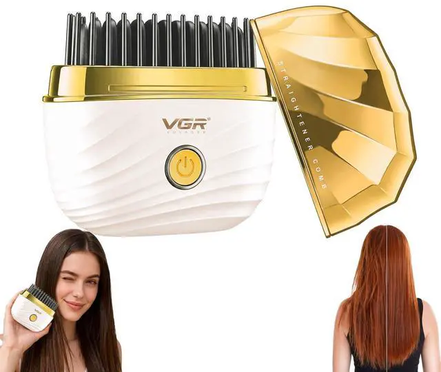 Main image of 587 Mini Hair Straightener Comb with 2 Heat Settings, Gold
