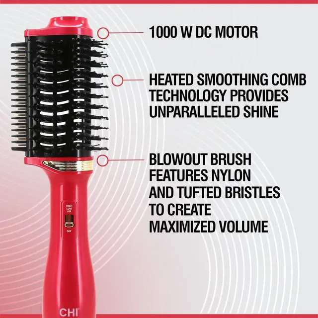 Alt view image 2 of 7 - Volume Styler, Blowout Brush for Amplified Volume, Heated Comb to Smoothen & Straighten Hair, 2-in-1 Hair Tool, Pink