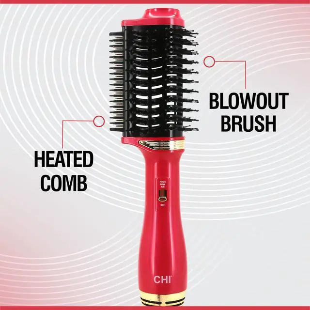 Alt view image 3 of 7 - Volume Styler, Blowout Brush for Amplified Volume, Heated Comb to Smoothen & Straighten Hair, 2-in-1 Hair Tool, Pink