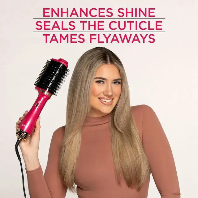 Alt view image 4 of 7 - Volume Styler, Blowout Brush for Amplified Volume, Heated Comb to Smoothen & Straighten Hair, 2-in-1 Hair Tool, Pink