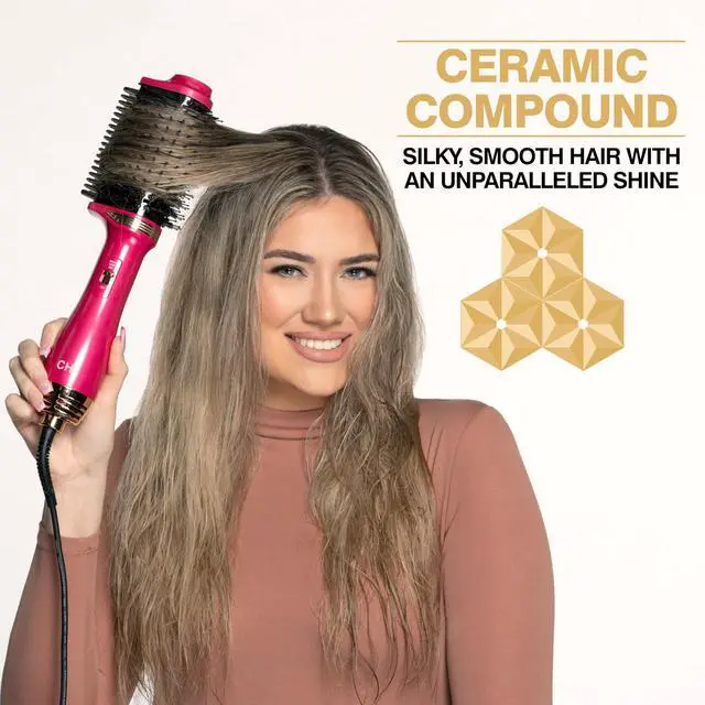 Alt view image 5 of 7 - Volume Styler, Blowout Brush for Amplified Volume, Heated Comb to Smoothen & Straighten Hair, 2-in-1 Hair Tool, Pink