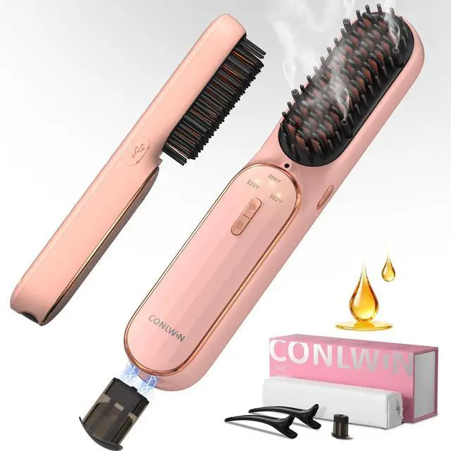 Main image of Cordless Hair Straightener Brush, Portable Travel Touch-Ups, S03