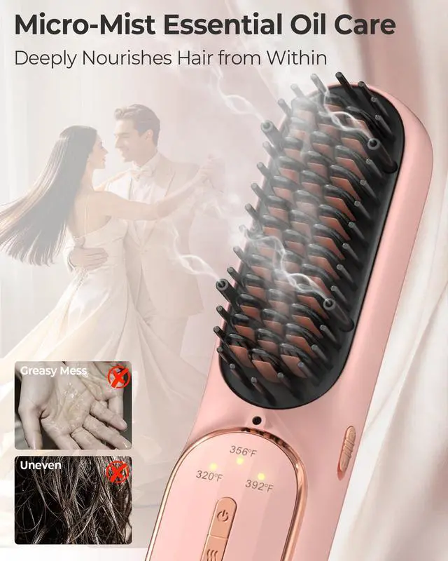 Alt view image 3 of 7 - Cordless Hair Straightener Brush, Portable Travel Touch-Ups, S03
