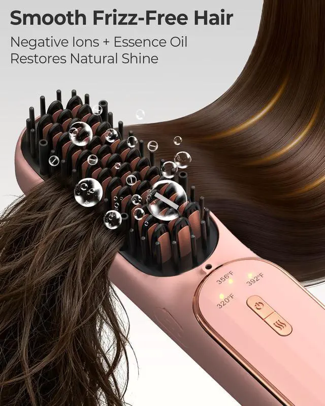 Alt view image 4 of 7 - Cordless Hair Straightener Brush, Portable Travel Touch-Ups, S03