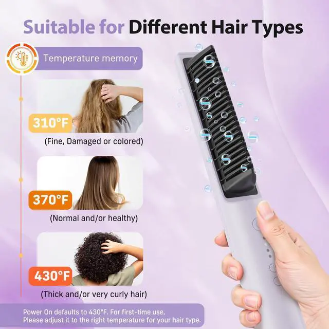 Alt view image 4 of 7 - Hair Straightener Brush, 100-240V Dual Voltage Straightener Brush