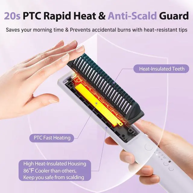 Alt view image 5 of 7 - Hair Straightener Brush, 100-240V Dual Voltage Straightener Brush