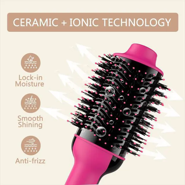 Alt view image 2 of 7 - Hair Dryer Brush Blow Dryer Brush in One, Upgraded 4 in 1 Hair Dryer and Styler Volumizer with Negative Ion Anti-frizz Ceramic Titanium Barrel Hot Air Hair Straightener Brush