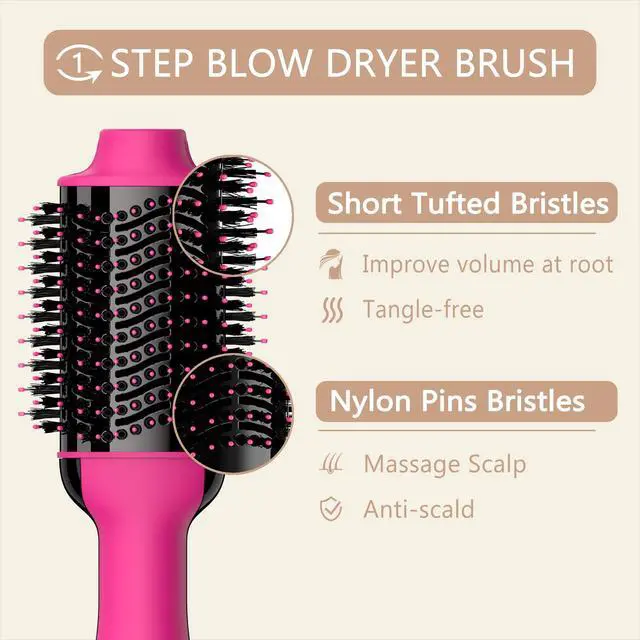 Alt view image 5 of 7 - Hair Dryer Brush Blow Dryer Brush in One, Upgraded 4 in 1 Hair Dryer and Styler Volumizer with Negative Ion Anti-frizz Ceramic Titanium Barrel Hot Air Hair Straightener Brush