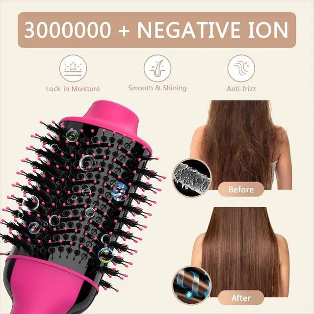 Alt view image 7 of 7 - Hair Dryer Brush Blow Dryer Brush in One, Upgraded 4 in 1 Hair Dryer and Styler Volumizer with Negative Ion Anti-frizz Ceramic Titanium Barrel Hot Air Hair Straightener Brush