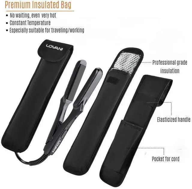 Alt view image 5 of 7 - Mini Flat Iron 0.5 inch, Dual Voltage Travel Hair Straightener for Short to Medium Hair & Bangs, Small Size Ceramic Tourmaline 3D Floating Plates, HeatResistant Pouch Included