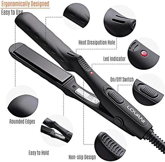 Alt view image 6 of 7 - Mini Flat Iron 0.5 inch, Dual Voltage Travel Hair Straightener for Short to Medium Hair & Bangs, Small Size Ceramic Tourmaline 3D Floating Plates, HeatResistant Pouch Included