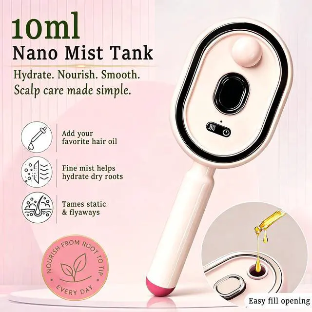 Alt view image 2 of 7 - Electric Spray Air Cushion Massage Comb, Anti-Breakage & Reduce Frizz(Pink)