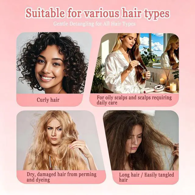 Alt view image 7 of 7 - Electric Spray Air Cushion Massage Comb, Anti-Breakage & Reduce Frizz(Pink)