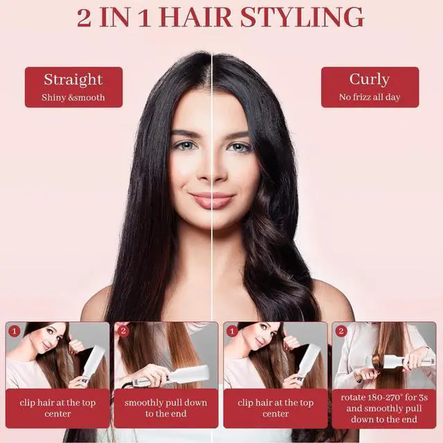 Alt view image 2 of 7 - Hair Straightener, 1.38 Inch Flat Iron with Infrared and Ionic Technology, Titanium Plate with Ceramic Coating Dual Voltage Straightener with Heat-Resistant Silicone for All Hair Types