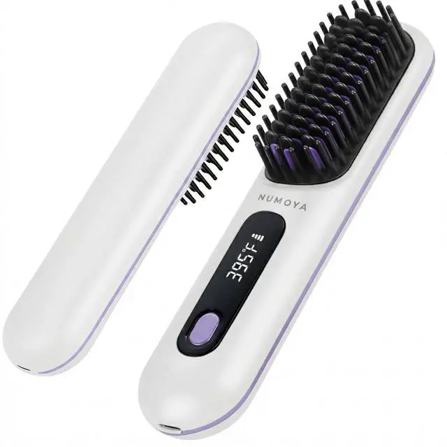 Main image of Go Brush Pro Portable Straightener Brush for Travel, Cordless Hair Straightener Comb for Women (White)