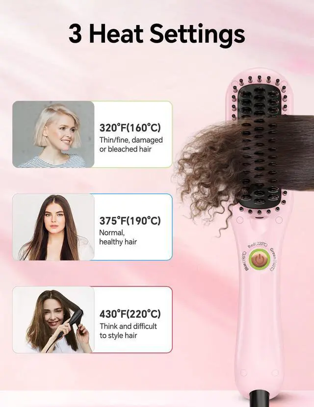Alt view image 5 of 6 - mini Hair Straightener Brush, Frizz-Free with Anti-Scald & Auto-Off