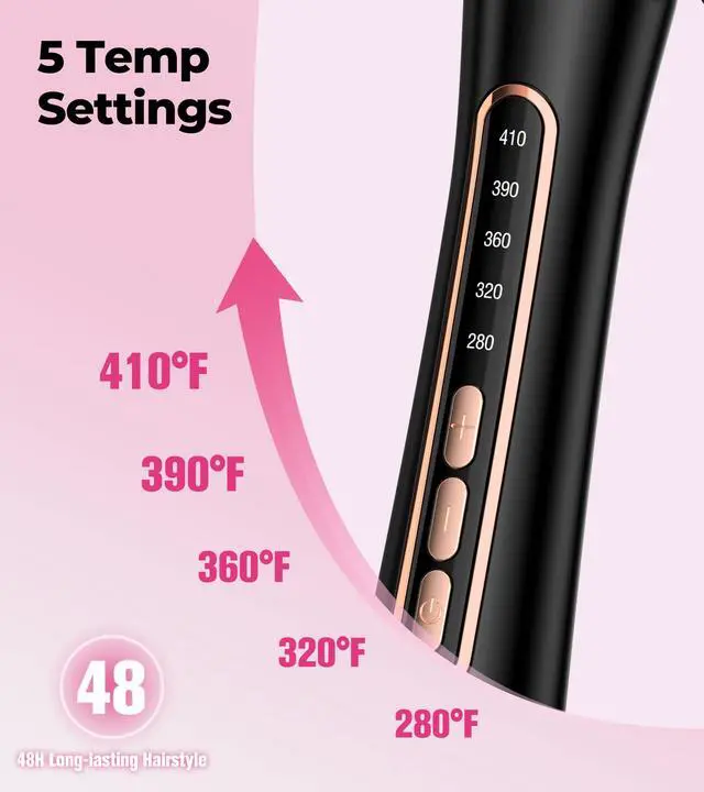 Alt view image 6 of 7 - Bubble Curling Wand for Long Hair - 32mm Ceramic Coated Springless Barrel for Defined Spiral Curls & Waves, Smooth Shine, Includes Heat Resistant Glove, 5 Temp Settings, Dual Voltage