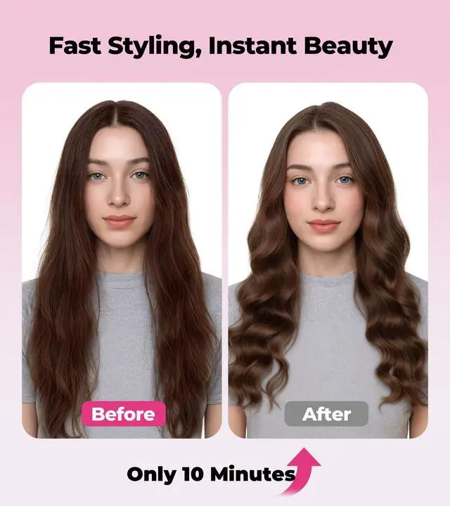 Alt view image 4 of 7 - Bubble Curling Wand for Long Hair - 32mm Ceramic Coated Springless Barrel for Defined Spiral Curls & Waves, Smooth Shine, Includes Heat Resistant Glove, 5 Temp Settings, Dual Voltage