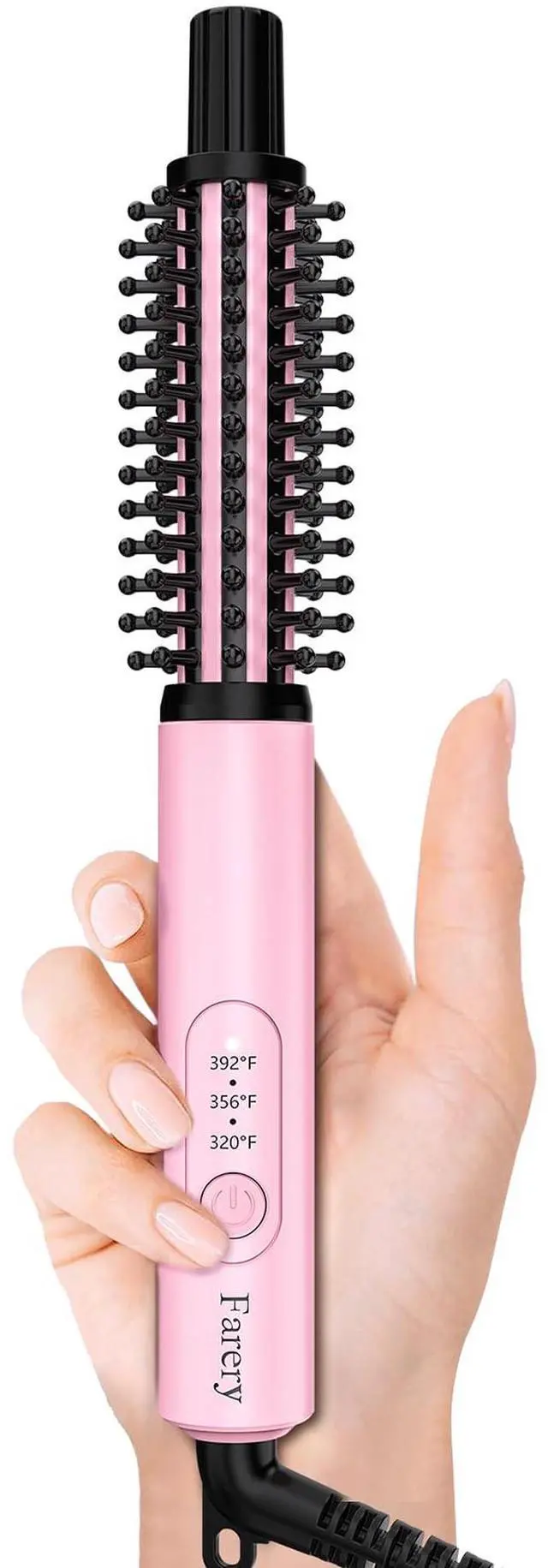 Main image of Mini Thermal Brush 3 Temperature Adjustable, 3/4 Inch Travel Curling Iron for Short Hair, Heated Round Brush for Touch ups and Small Curls, Travel Size Curling Wand, Dual Voltage, Pink