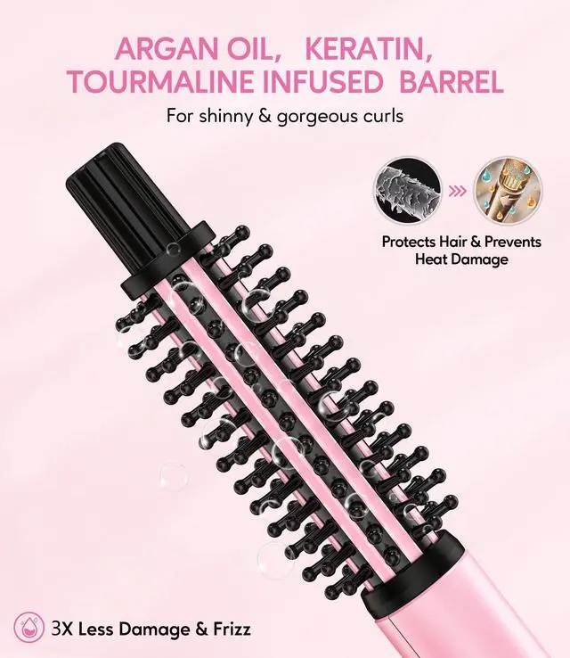 Alt view image 7 of 7 - Mini Thermal Brush 3 Temperature Adjustable, 3/4 Inch Travel Curling Iron for Short Hair, Heated Round Brush for Touch ups and Small Curls, Travel Size Curling Wand, Dual Voltage, Pink