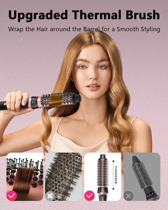 Alt view image 3 of 7 - 5 in 1 Curling Wand Set, Hair Styling Tools with Thermal Brush