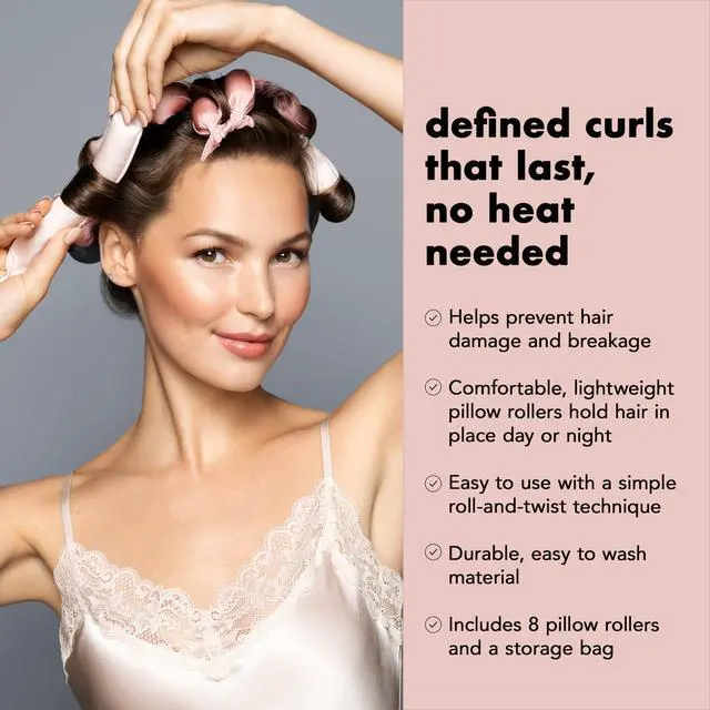 Alt view image 4 of 7 - Heatless Curl Define Pillow Rollers, Soft Curlers for Overnight Curls, No Heat Curling Set, Flexible Rollers for All Hair Types, Heatless Styling Tools for Volumizing Waves, 8-Pack