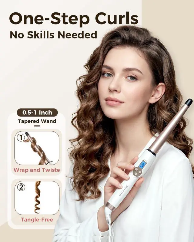 Alt view image 2 of 6 - Ceramic Curling Wand Iron1-0.5 Inch Tapered Long Barrel for Long Hair