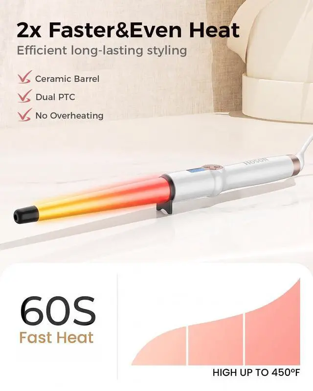 Alt view image 3 of 6 - Ceramic Curling Wand Iron1-0.5 Inch Tapered Long Barrel for Long Hair
