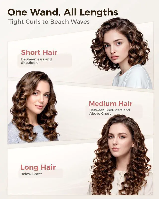 Alt view image 5 of 6 - Ceramic Curling Wand Iron1-0.5 Inch Tapered Long Barrel for Long Hair
