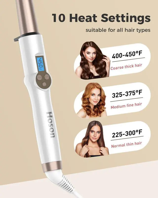 Alt view image 6 of 6 - Ceramic Curling Wand Iron1-0.5 Inch Tapered Long Barrel for Long Hair