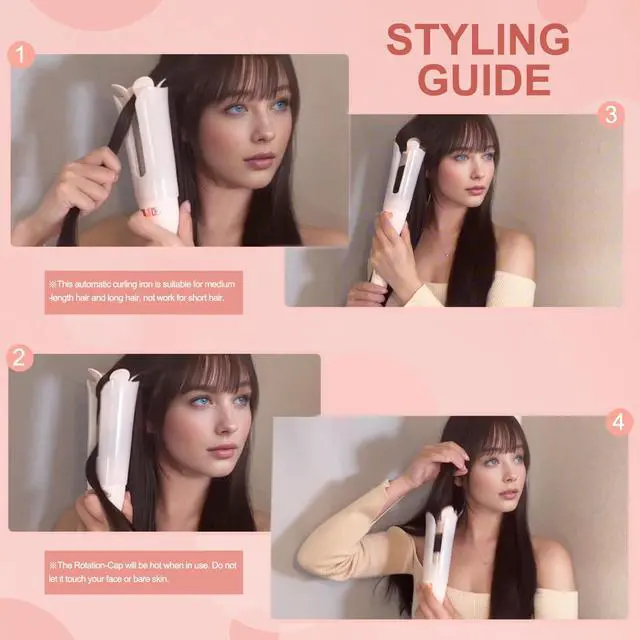 Alt view image 4 of 7 - Automatic Rotating Curling Iron for Long/Medium Hair - 1.25" Large Barrel Anti-Tangle Curling Wand,Tangle-Free & Safe Design,Easy to Use Hair Curler (Auto Spin)