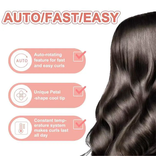 Alt view image 6 of 7 - Automatic Rotating Curling Iron for Long/Medium Hair - 1.25" Large Barrel Anti-Tangle Curling Wand,Tangle-Free & Safe Design,Easy to Use Hair Curler (Auto Spin)