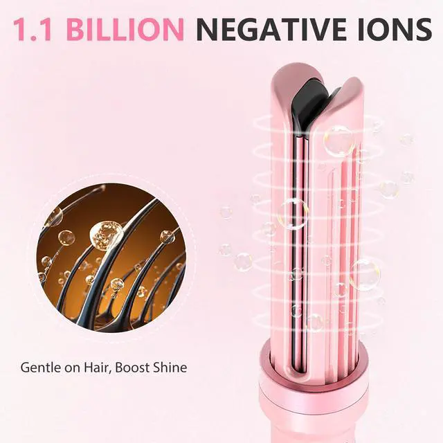 Alt view image 3 of 7 - Automatic Curling Iron 1 inch, Rotating Curling Iron with Cool Airflow Styler, Pro Hypercurve 3 in 1 Automatic Hair Curler Beach Waves Curling Wand Anti-Scald, 1.1 Billion Ionic, Dual Voltage