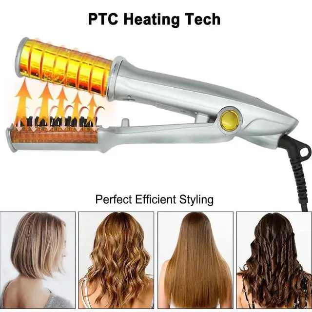 Alt view image 4 of 7 - 2 in1 Hair Curler Straighter Rotating Iron, Curling Iron Wand for Hair Curling and Straighting, Dry and Wet Styling Tool, Travel for Girls Women