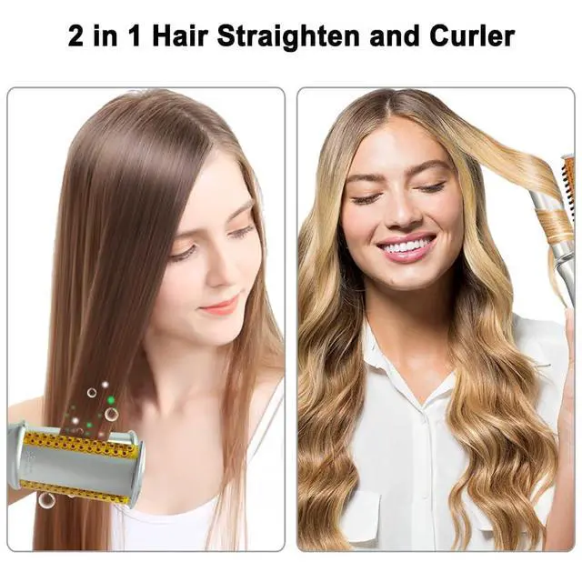 Alt view image 5 of 7 - 2 in1 Hair Curler Straighter Rotating Iron, Curling Iron Wand for Hair Curling and Straighting, Dry and Wet Styling Tool, Travel for Girls Women