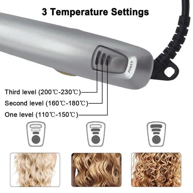 Alt view image 6 of 7 - 2 in1 Hair Curler Straighter Rotating Iron, Curling Iron Wand for Hair Curling and Straighting, Dry and Wet Styling Tool, Travel for Girls Women