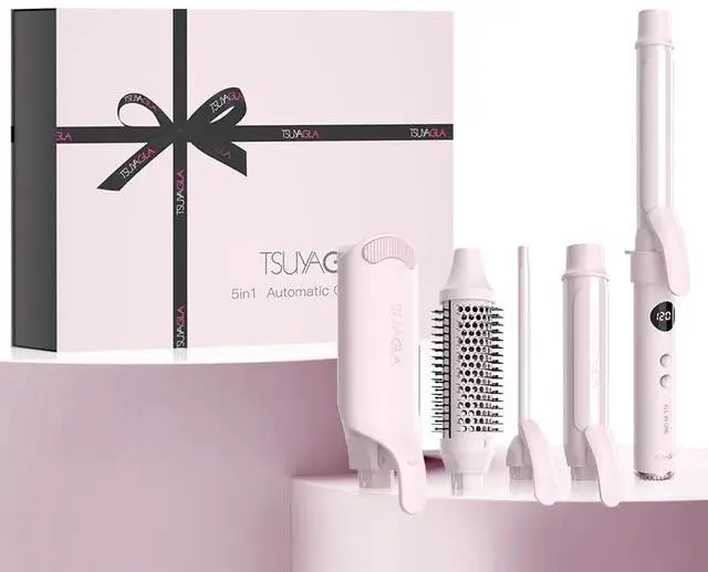 Main image of 5 in 1 Curling Iron Set with Airflow Cooling for Long-Lasting Curls, Ionic Ceramic Hair Curler with 3/8", 1", 1.5" Barrels, Crimper & Thermal Brush, Dual Voltage, 250410