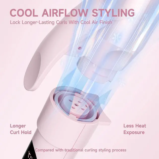 Alt view image 2 of 7 - 5 in 1 Curling Iron Set with Airflow Cooling for Long-Lasting Curls, Ionic Ceramic Hair Curler with 3/8", 1", 1.5" Barrels, Crimper & Thermal Brush, Dual Voltage, 250410