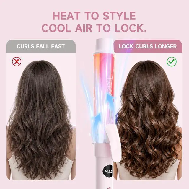 Alt view image 3 of 7 - 5 in 1 Curling Iron Set with Airflow Cooling for Long-Lasting Curls, Ionic Ceramic Hair Curler with 3/8", 1", 1.5" Barrels, Crimper & Thermal Brush, Dual Voltage, 250410